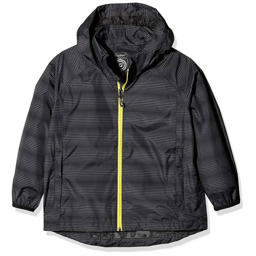 NEW KILLTEC boy's fedon jr packable waterproof rain jacket in dark grey